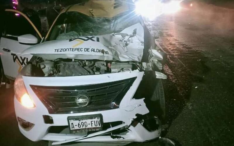 Accidente en tramo Mixquiahuala-Tlahuelilpan deja un taxista herido y un caballo sin vida